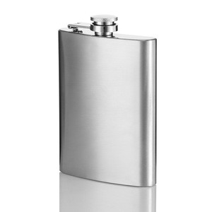 Alcohol silver custom logo stainless steel insulated whisky hip flask gift with leather set