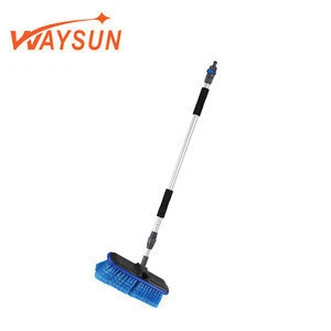 Aluminium handle water flow car auto wash cleaning water flow through brush