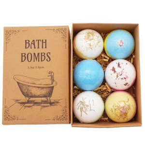 Amazon Best Seller Customized bath bombs gift set 60g*6pcs handmade spa bubble fizzies Relaxing organic Natural bath bombs