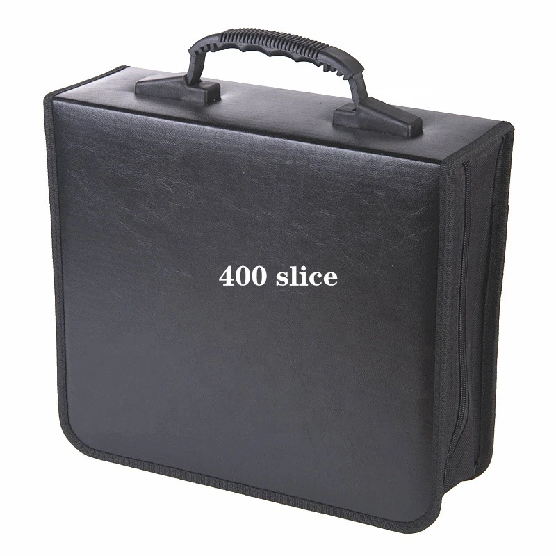 Amazon hot sale leather zipper portable large capacity disc pack cd storage bag 400