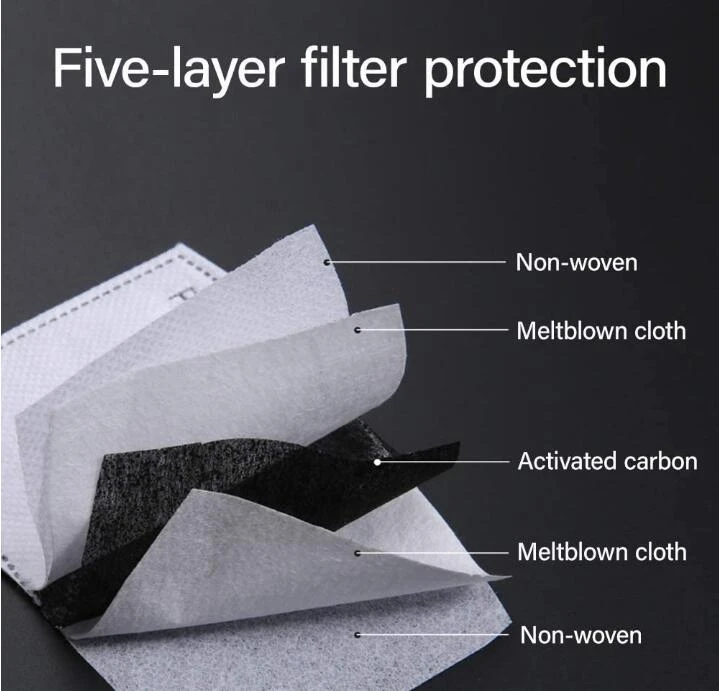 Amazon Hot Selling PM2.5 Replaceable Activated Carbon Non-Woven Fabrics Cotton hepa face maskes with filter for adult kids face