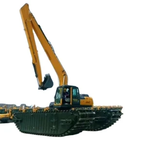 Amphibious Excavator with Pontoon in The Water