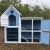 Import Animal Pattern and Button Closure Type Wooden House with Black Linoleum Roof Rabbit Bunny Hutch from China