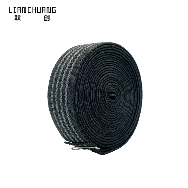 Anti-slip rubber elastic belt black with white rubber non-slip tape