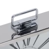 Antique Metal Design Cool Silver High Quality Stainless Steel Glass Desk Table Clock