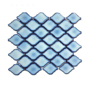 Arabesque Ceramic Mosaic Tile 10.00&quot;x 11.00&quot;, Glossy Blue Tiles