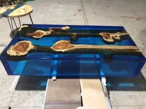 Art ambila wood and resin coffee table luxury hotel river coffee table