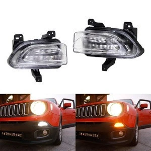 Auto lighting system led turn signal with daytime running lights for jeep renegade 2015-day light yellow moving headlight