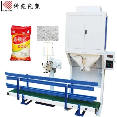 Automatic Linear Weighing Filling Sealing Sewing Packing Machine for 10-25-50kg Granules/Rice/Fertilizer/Feed/Grains in Pre Made PP Woven /Plastic Bag