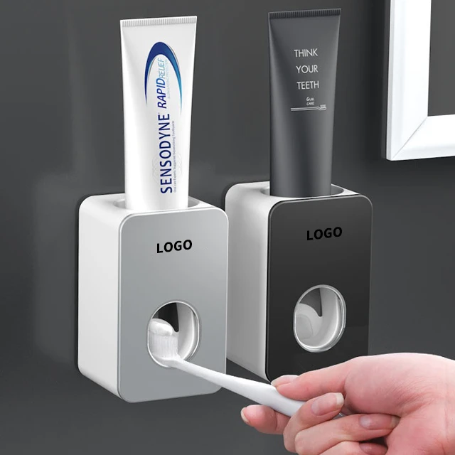 Automatic Toothpaste Dispenser Wall-Mounted Plastic Toothbrush Holder