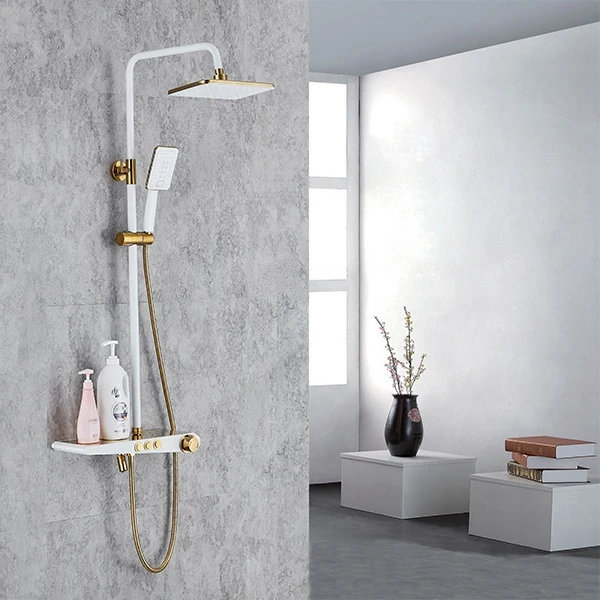 Azeta European Shower Column With Faucet Mixer Bathroom Thermostatic Rain Bath Shower Sets