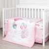 Baby cribs cartoon pink rabbit theme 100% polyester baby girl comforter  soft new born baby bedding set