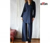 bamboo loungerie set including palazzo lounge pant and v neck tunic with a bishop sleeve - sleepwear range - made to order