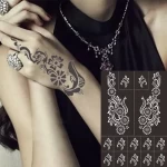 Beautiful Body Art Stencils For Womens Black Henna Lace Hands Tattoo Sticker