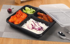 Bento Microwave Take Away Food Container 4 Compartment Lunch Box Meal RPP/PP Eco-friendly Disposable Plastic CLASSIC