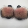 Best design fur slippers slides fur slides raccoon fur slippers