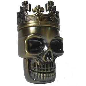 Best quality Smoking Skull Metal Herb Grinder 3parts with magnetized crown lid Sharp