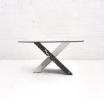 Best sale living room furniture glass top high gloss cross legs coffee table centre table sofa table