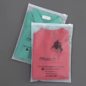 Biodegradable and Recycle EVA custom your own logo clothing packing bag PVC plastic bags frosted apparel zipper bags