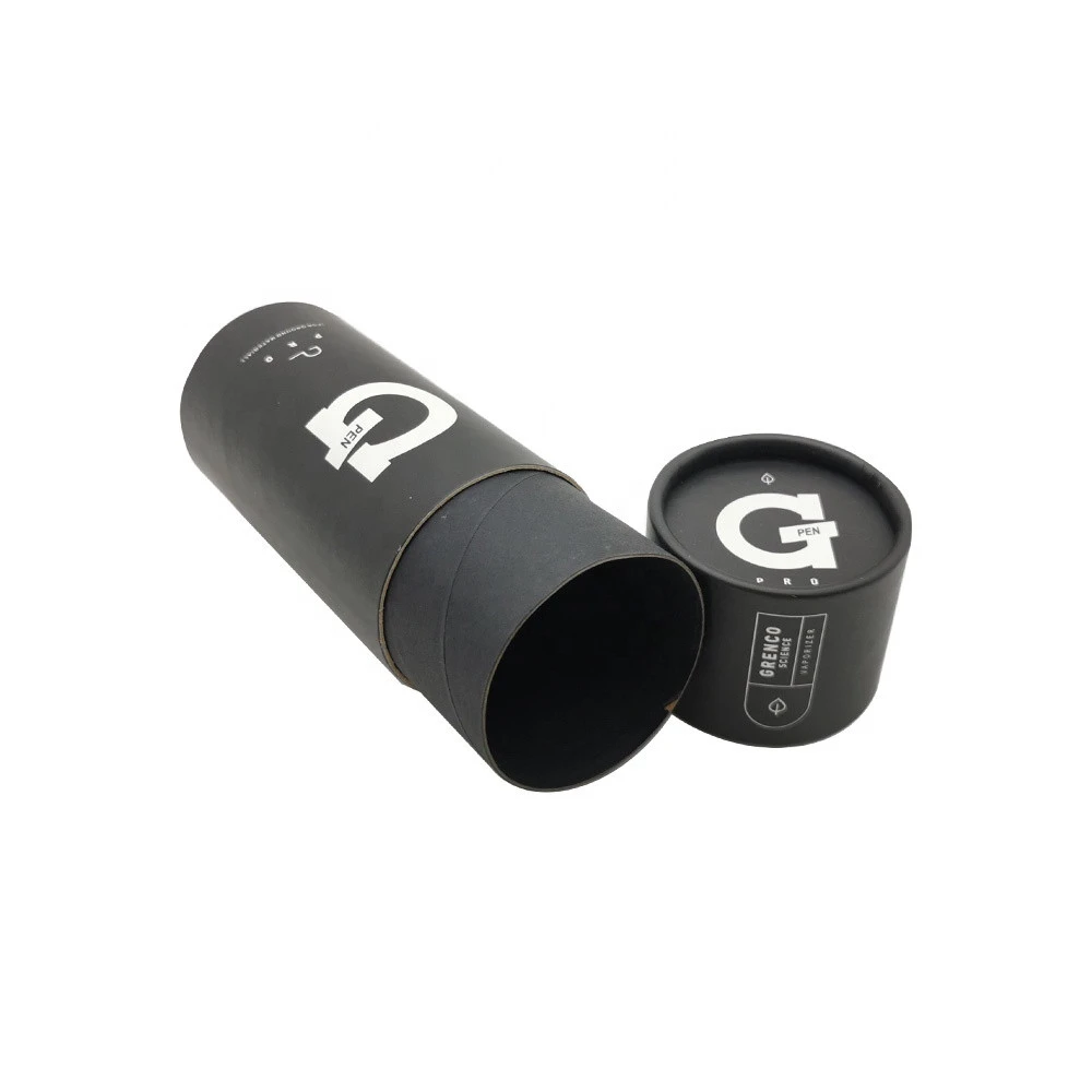 Black Color Printing Carton Tube Round Cardboard Rolled Edge Paper Cylinder Box