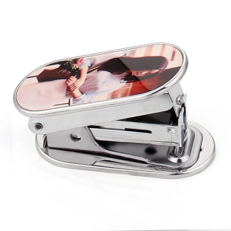 Blank Oval Shaped Customize Sublimation Printing Metal Stapler For Office Promotion