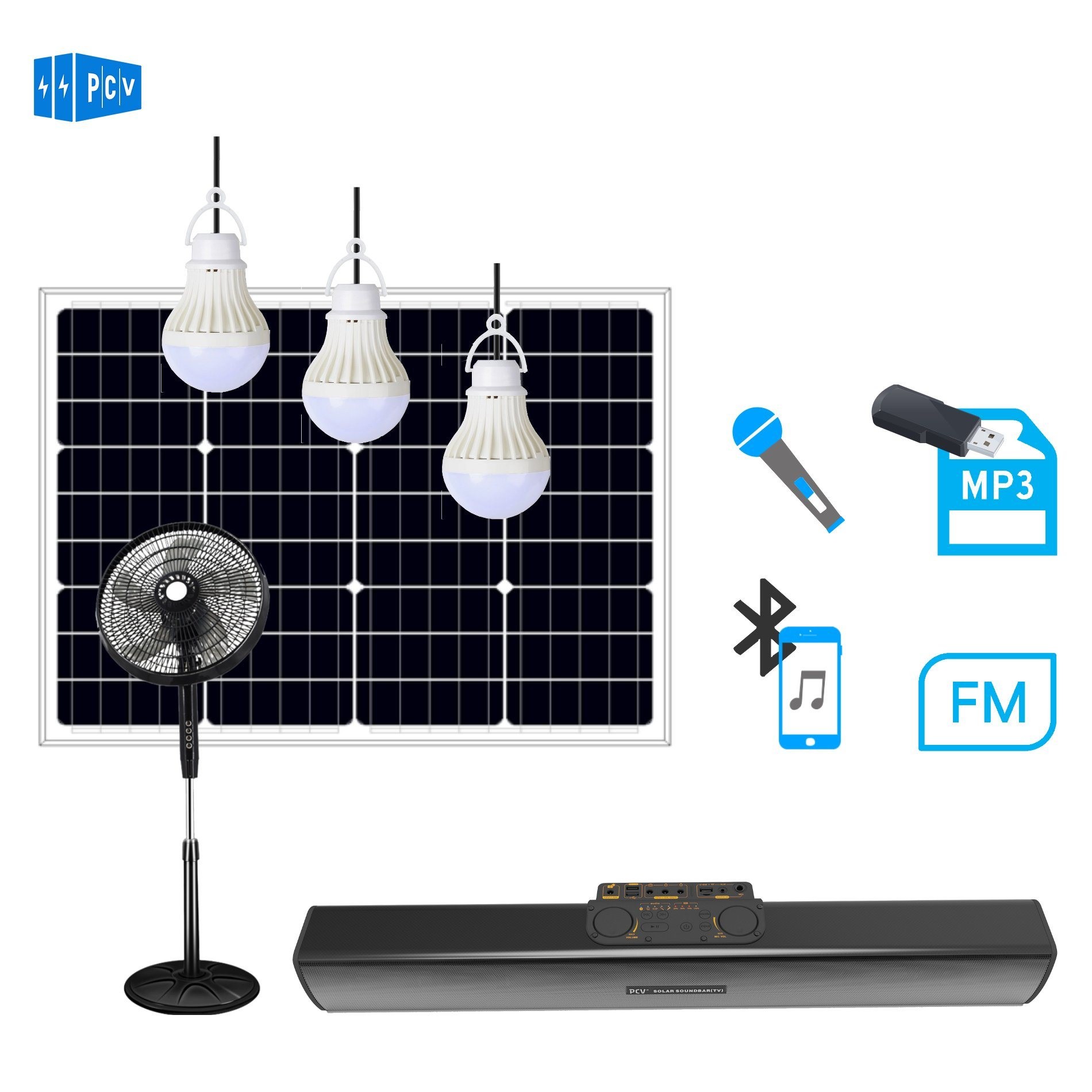 Bluetooths Speaker with 18000mAh Certified Rechargeable Solar Home Lighting System