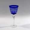 Bohemian blue Cut to Clear Crystal Wine Glass or Red Wine glass Champagne glass Stemware