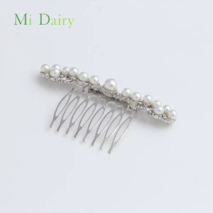 Bow knot Artificial pearls hair combs Interposing comb diamond headdress hair Ornaments Decoration fashion goody