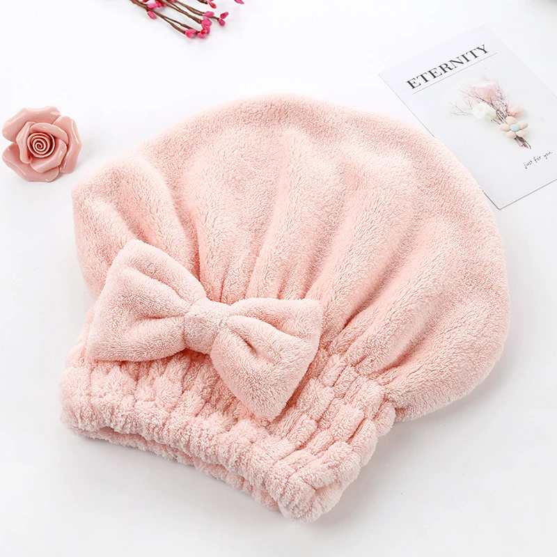 Bow Quickly Dry Hair Hat Shower Caps Microfiber Bathroom Hats Wrapped Towel Women Girls Dry Hair Bathing Cap