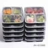 BPA free 3 compartment durable Plastic food meal prep bento container
