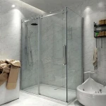 Brushed Nickel Brushed Nickel Frameless Bypass Shower Door Track Hardware Rolling kit