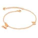 Butterfly Shape Gold Plated Anklet Feet Designs, 316L Stainless Steel Anklet Jewelry