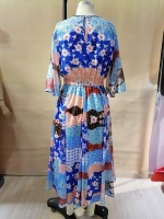 Casual Dresses Print Elegant Women Lady Formal Loose High Qualtiy Beautiful OEM Service Adults Polyester Floor-length 100 Pcs