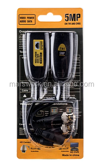 cctv accessories AHD/TVI/CVI BNC 5mp 2 in 1 video balun connector 150m transmission meters