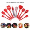 CF329-2 Silicone Kitchen Cooking Utensil Tools Set 10pieces Black Red