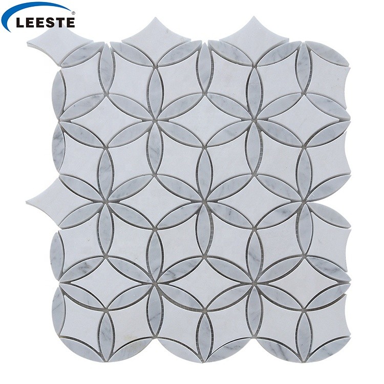 Cheap Wall Designs Waterjet parquet flooring Flower marble mosaic