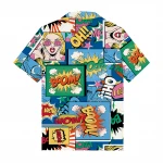 China factory custom polyester spandex comics pattern printed casual men shirt