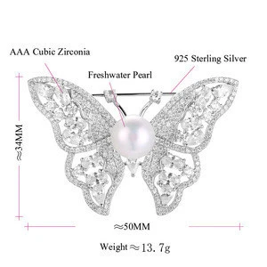 China wholesale delicate decoration charming butterfly shape silver jewelry brooch