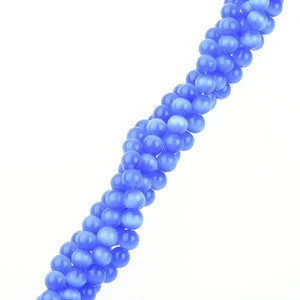 China wholesale loose gemstone blue cat eye stone beads for jewelry making