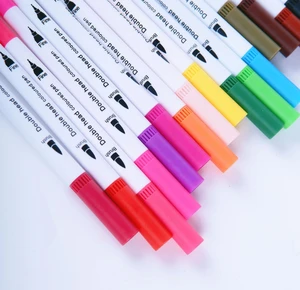 Classic 12 colors dual tips brush pens with fineliner coloring books art sketching calligraphy water color marker