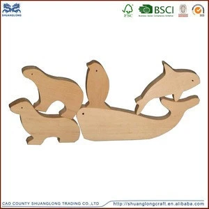 CNC carved natural pine wood crafts wooden dolphin decorations