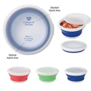 Collapsible Food Bowl - collapses for easy storage, made from BPA-free silicone, comes with your logo