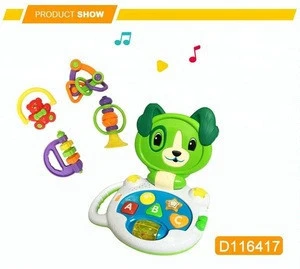 colorful fun animal carton dog bell baby wrist rattle for sale