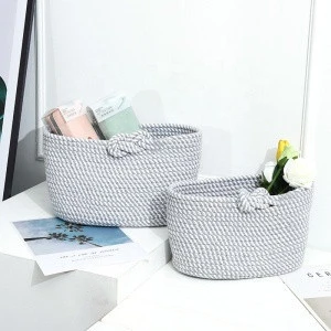 Cotton cord creative circular knitting stripe desktop storage sundries snacks cosmetics modern simple storage basket