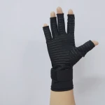 Cotton Hand Gloves Copper Infused Compression for Arthritis Hands Fingerless Black Unisex Gloves