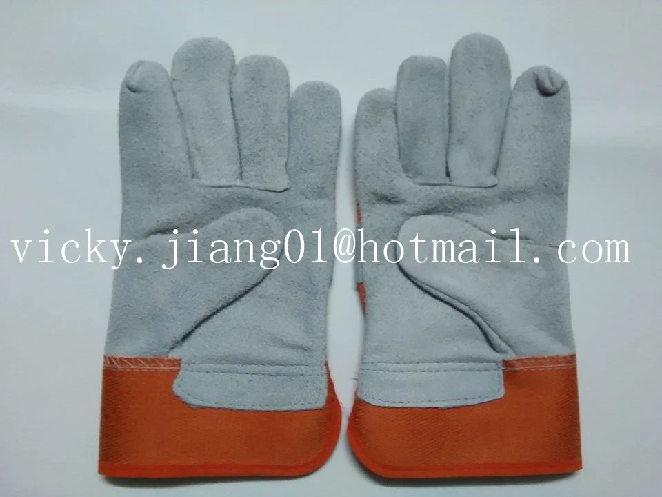 Cowhide leather safety glove for gradening