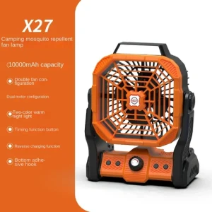 Cross-border new outdoor fan electrodeless speed control fan portable large wind charging camping fan lighting wholesale