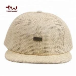 Custom 6 Panel Baseball Hat Mat Grass Summer Straw Hat with logo
