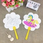 Custom Blank Drawing Painting Paper Fan for Kids