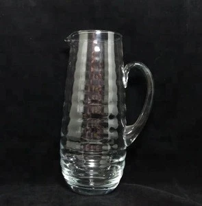 custom decorative drinking clear glass water juice jug set with handle